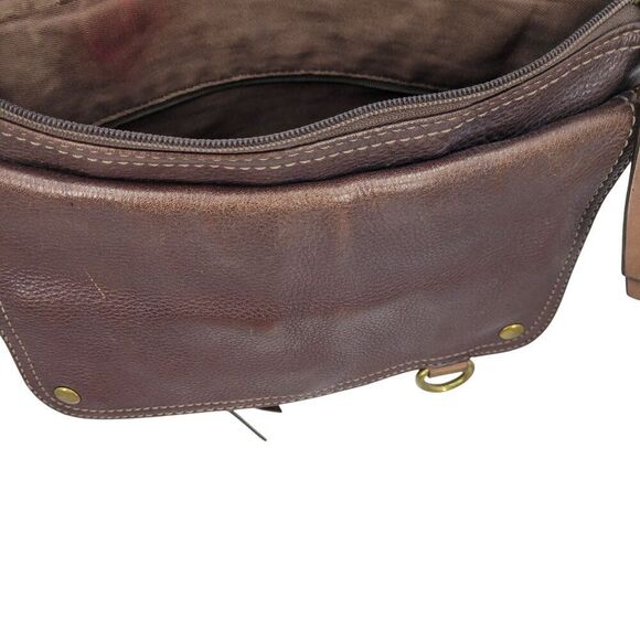 Vtg Fossil Morgan Brown Pebble Leather Crossbody Bag Multiple Pockets Adjustable - Picture 8 of 16